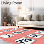 Coral Alphabet Blocks Whimsy Rug