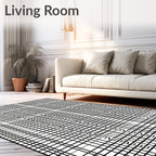 Monochrome Grid Geometric Stair Rug