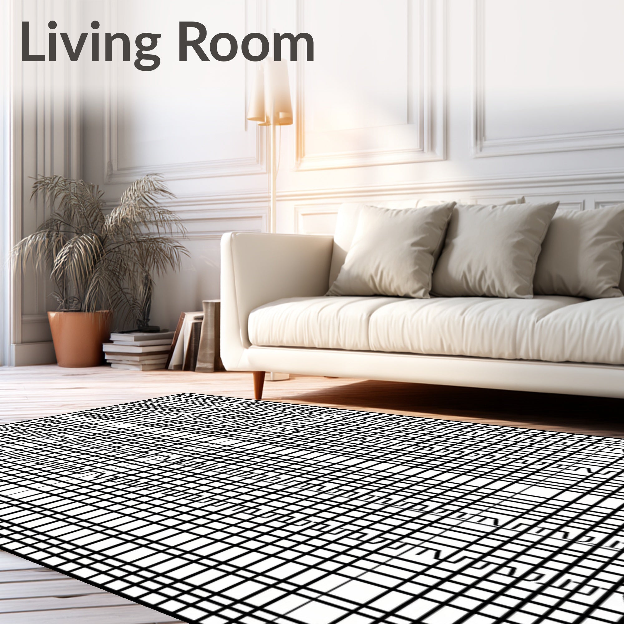 Monochrome Grid Geometric Stair Rug