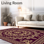 Regal Gold Mandala Plum Rug