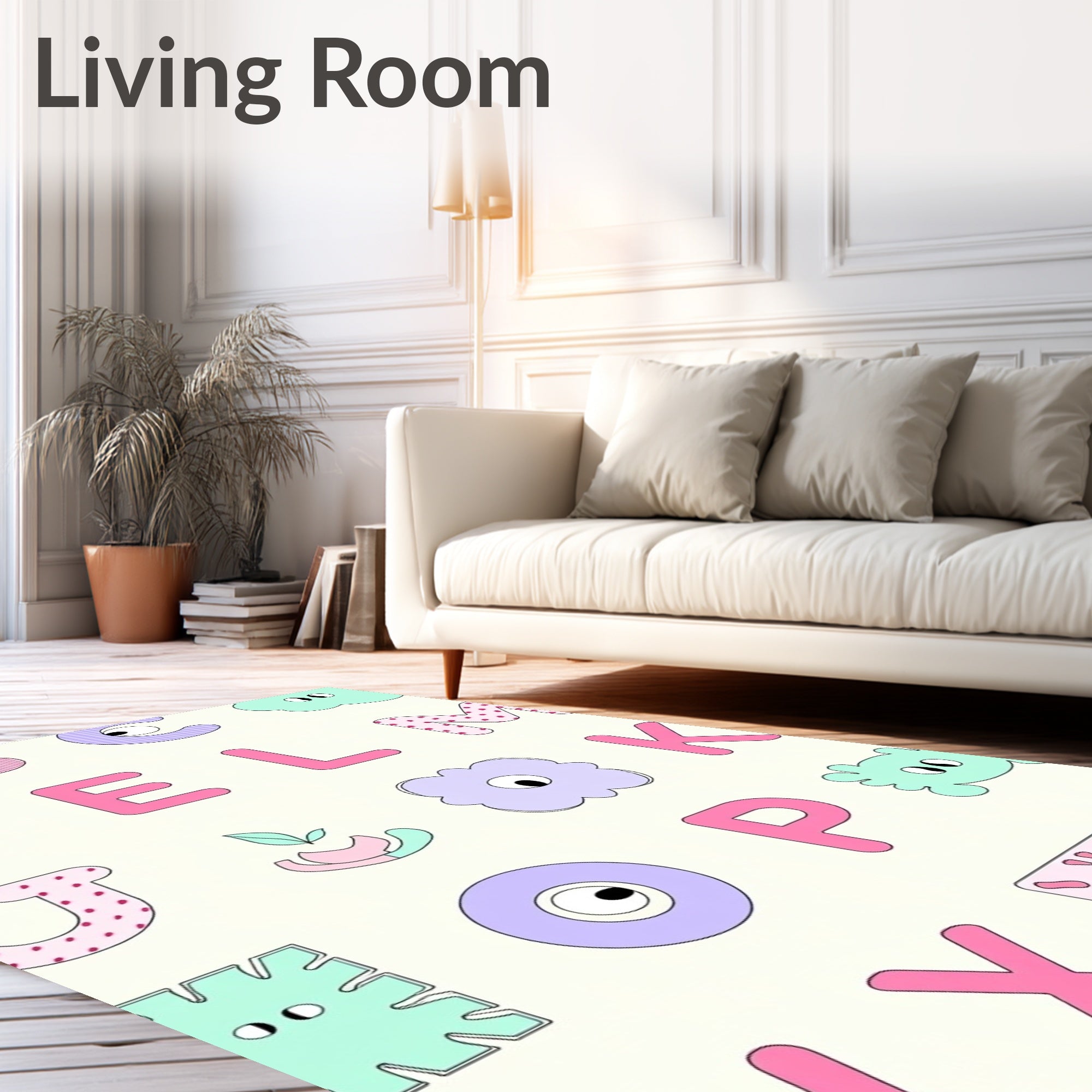 Playful Alphabet Monster Cartoon Rug