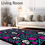 Pink Skull Floral Swirl Medallion Rug