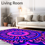 Vibrant Magenta Blue Mandala Bloom Rug