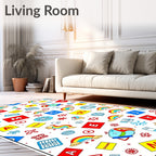 Whimsical Rainbow Alphabet Blocks Fun Rug