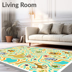 Whimsical Safari Animals Yellow Abstract Rug