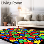 Graphic Geometric Circles Squares Trio Rug