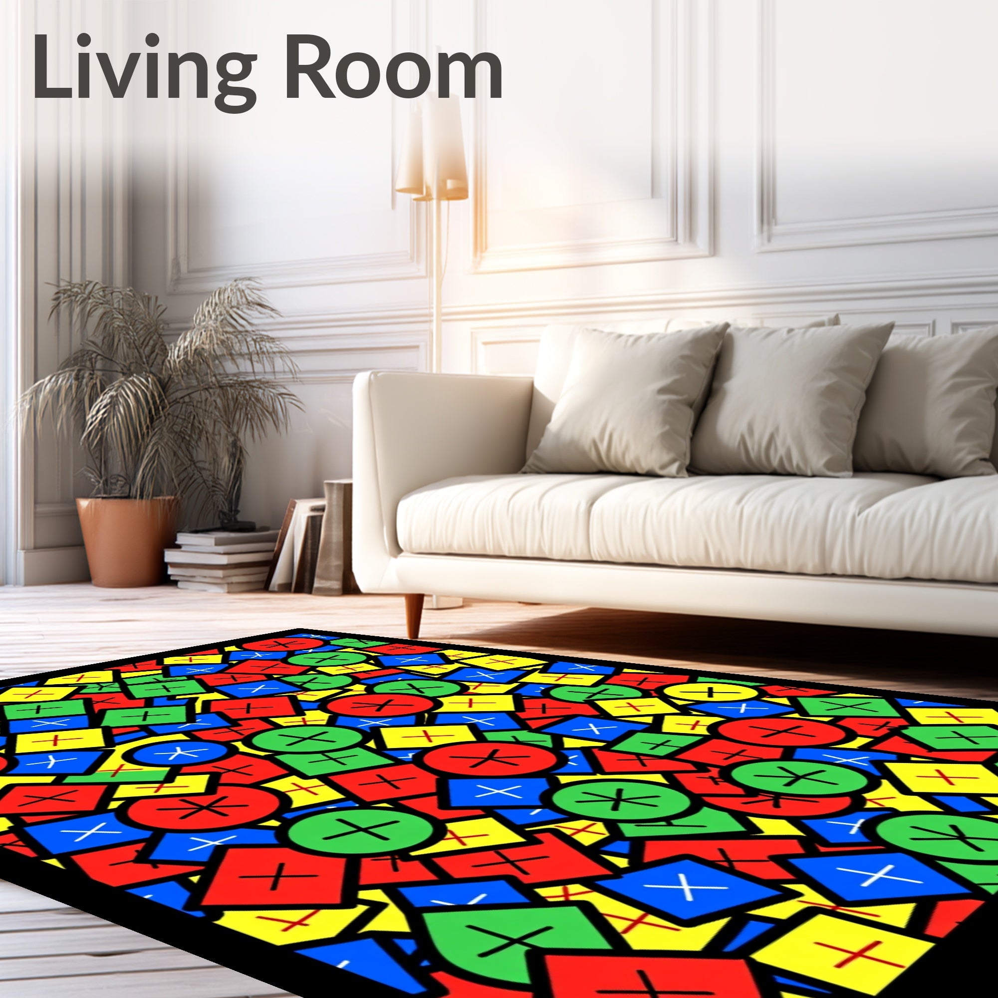 Graphic Geometric Circles Squares Trio Rug