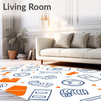 Blue Bandage Orange Arrow Doodle Rug