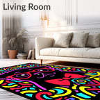 Vibrant Pug Portrait with Red Bowtie Rug