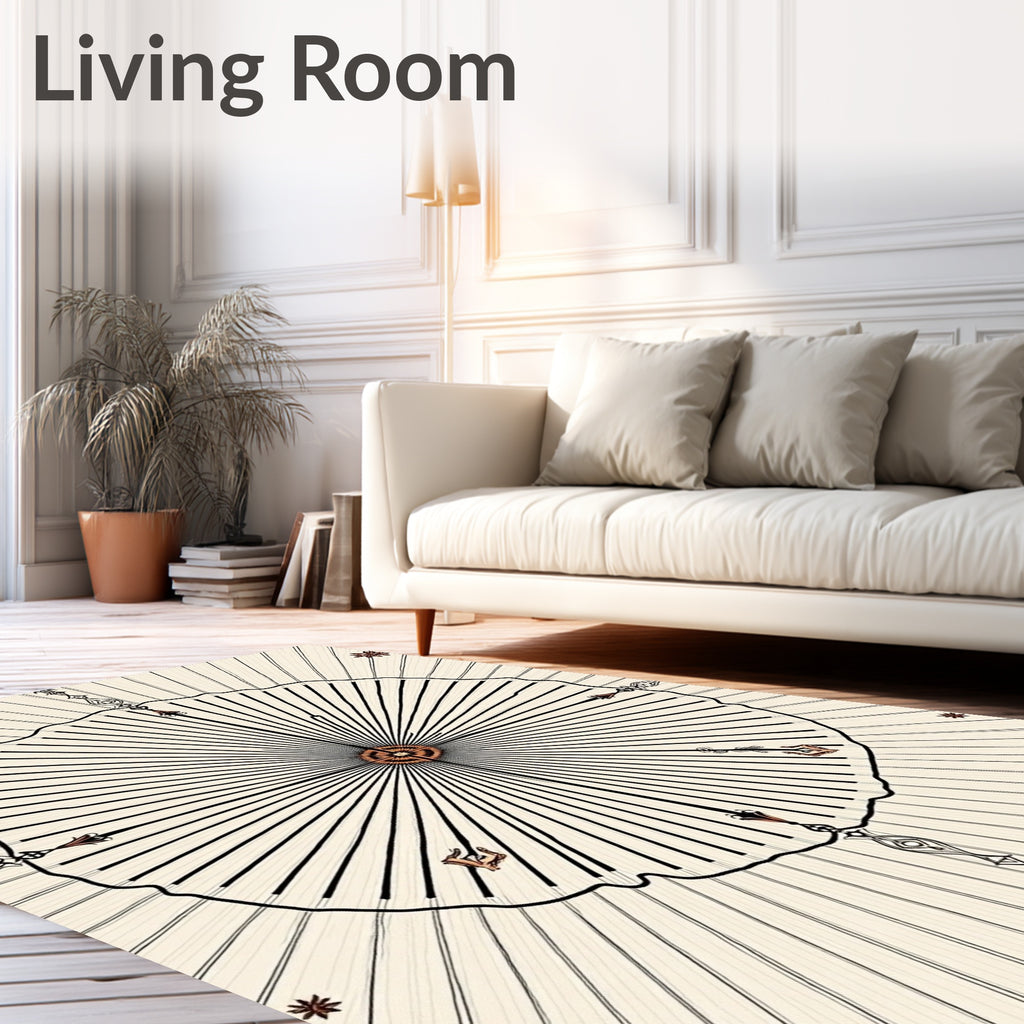 Sunburst Black Line Mandala Rug