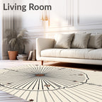 Sunburst Black Line Mandala Rug
