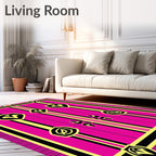 Hot Pink Geometric Shield Stripes Rug