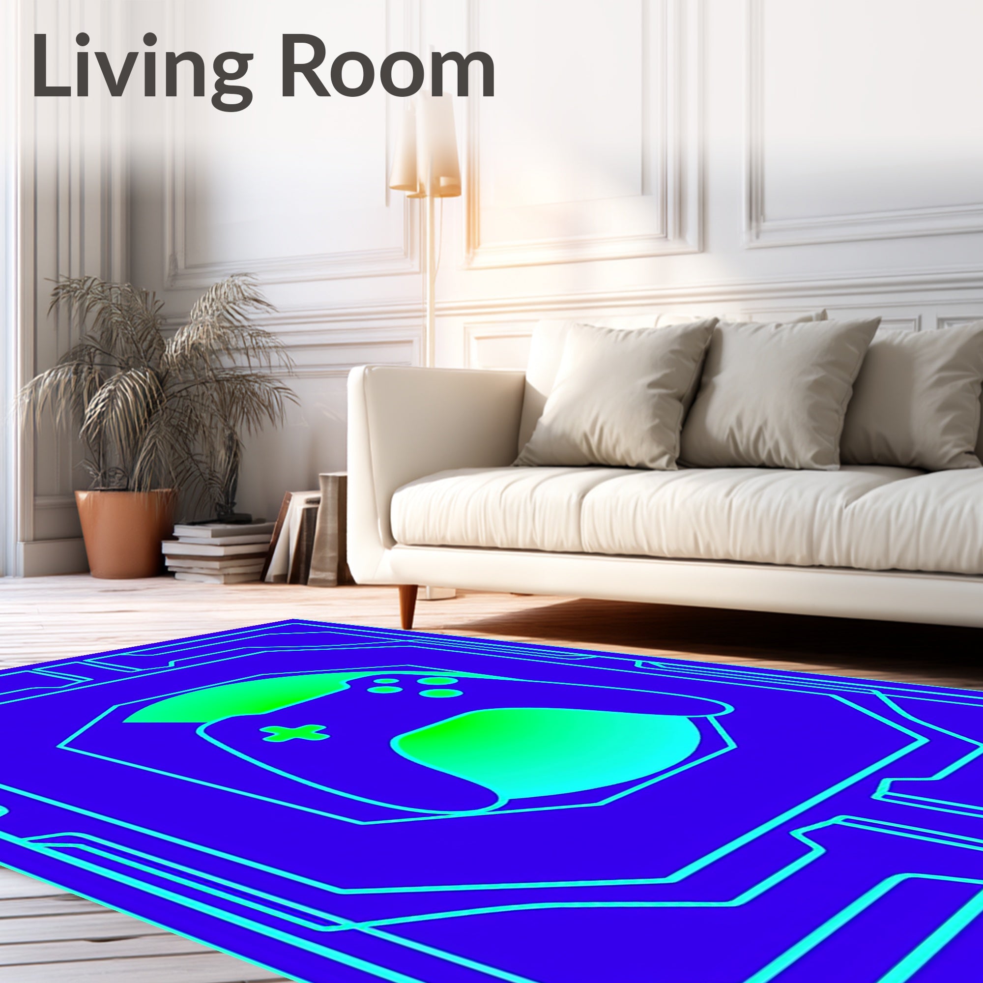 Cyberpunk Neon Game Controller Gradient Rug