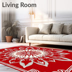 Red Cream Symmetry Petal Layout Rug