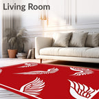 Crimson Wings Floating Across Red Field Rug