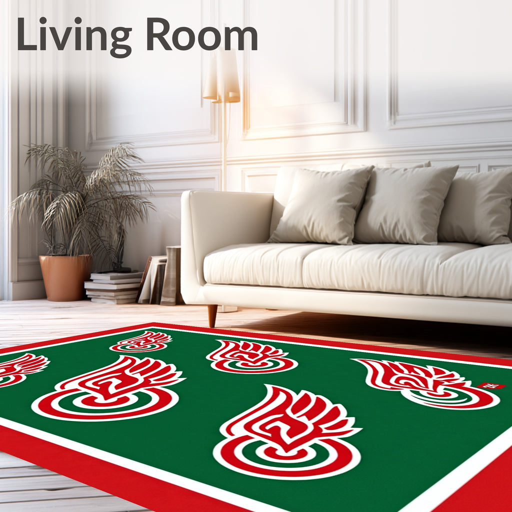 Red Winged Circle Collage Rug