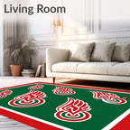 Red Winged Circle Collage Rug