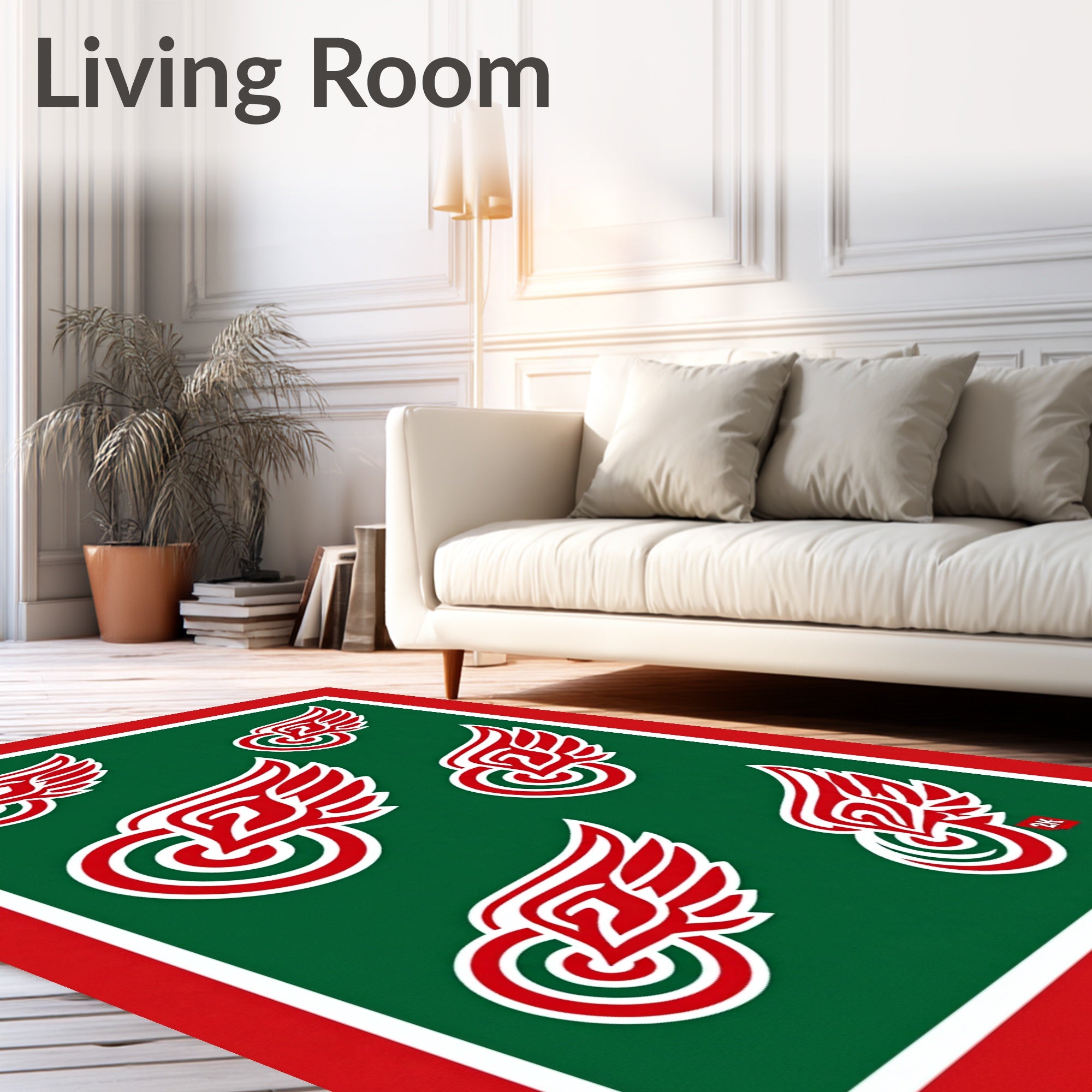 Red Winged Circle Collage Rug