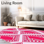 Vibrant Pink and White Diamond Medallion Rug
