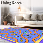 Kids Vehicles Orange Road Game Rug