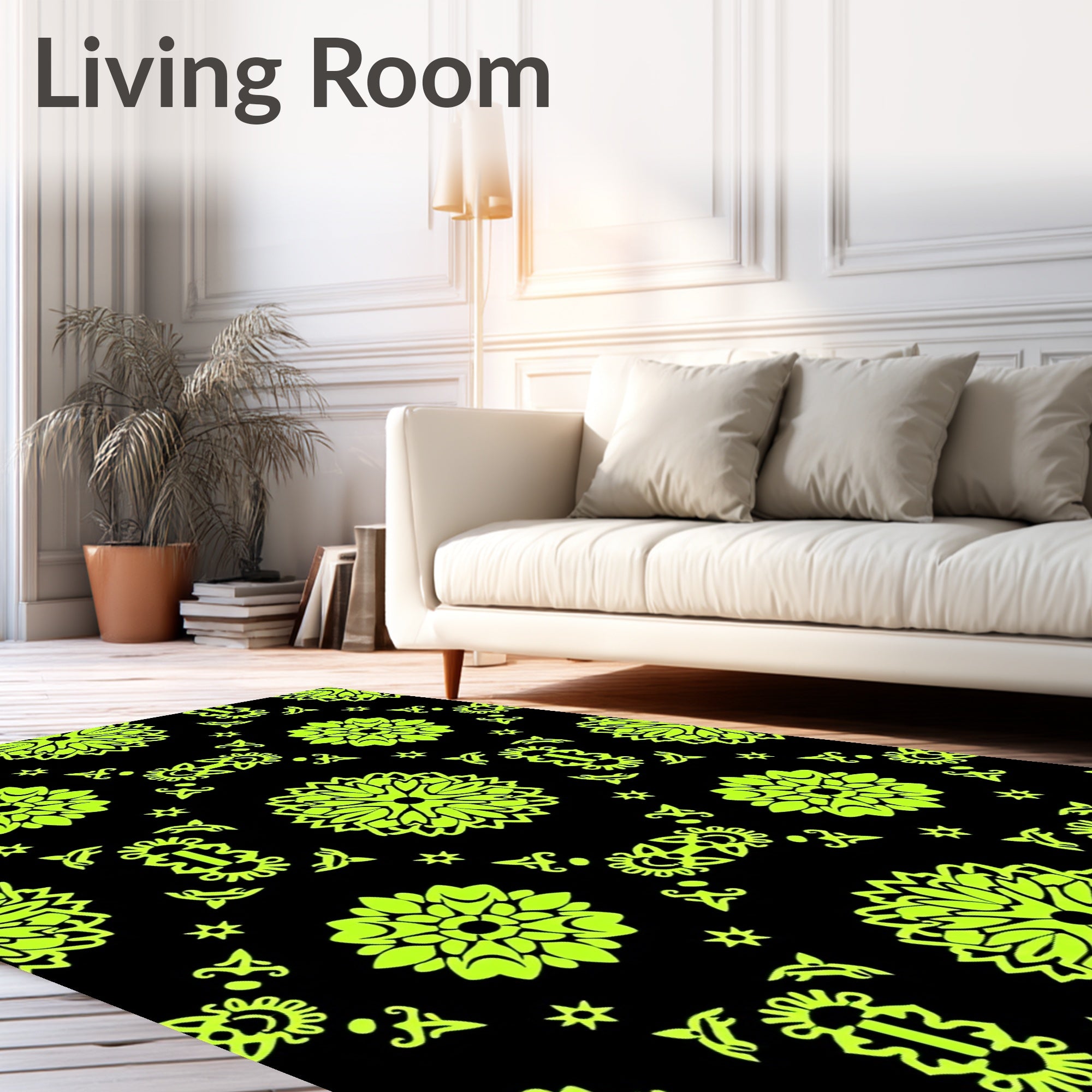 Vibrant Neon Floral Tessellation Rug