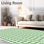 Vertical Green Geometric Steps Rug