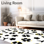 Bold Black Yellow Geometric Flower Rug