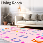 Whimsical Alphabet Garden Letters Rug