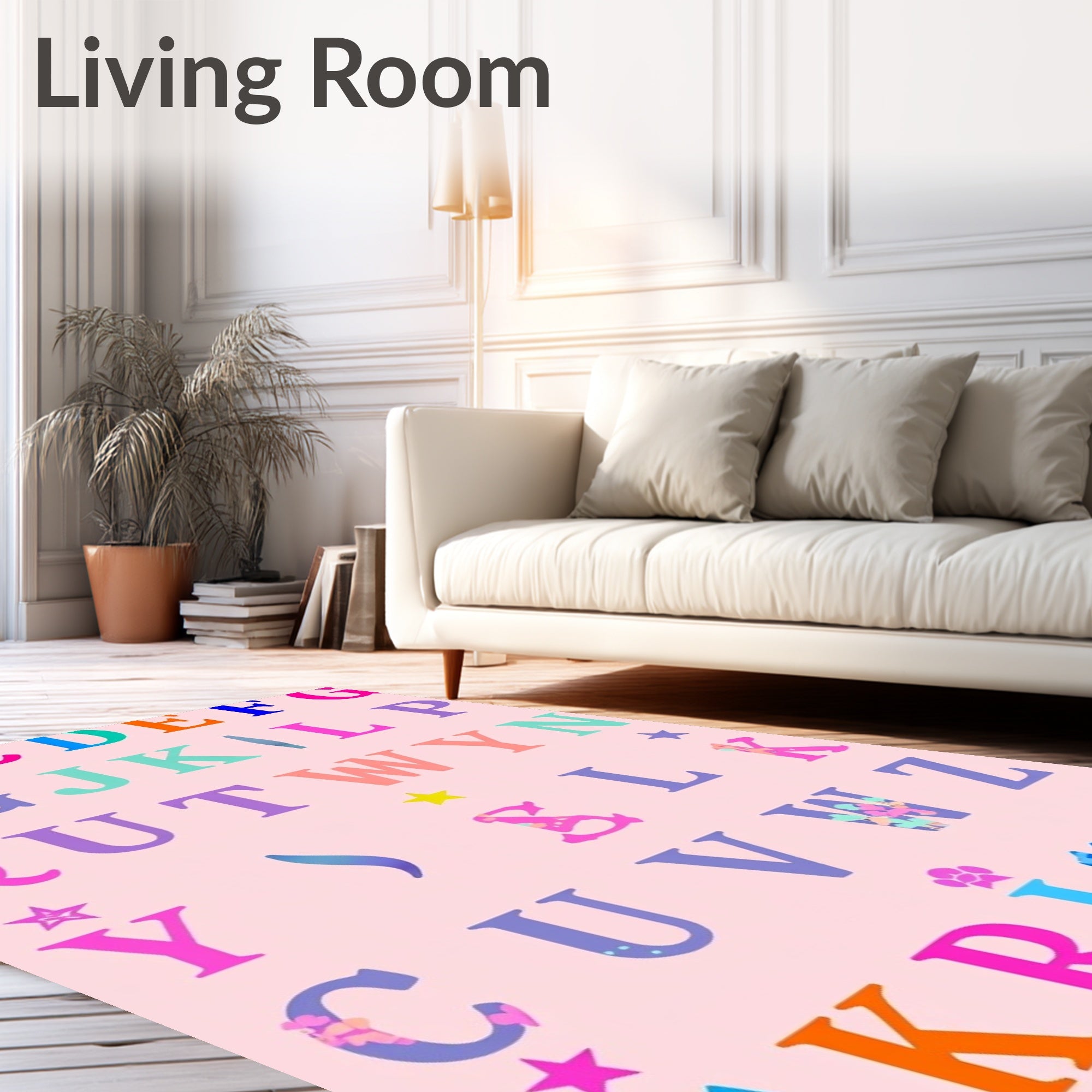 Whimsical Alphabet Garden Letters Rug