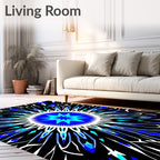 Electric Blue Starburst Kaleidoscope Rug