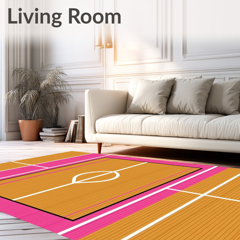 Vibrant Pink Orange Abstract Stripe Rug