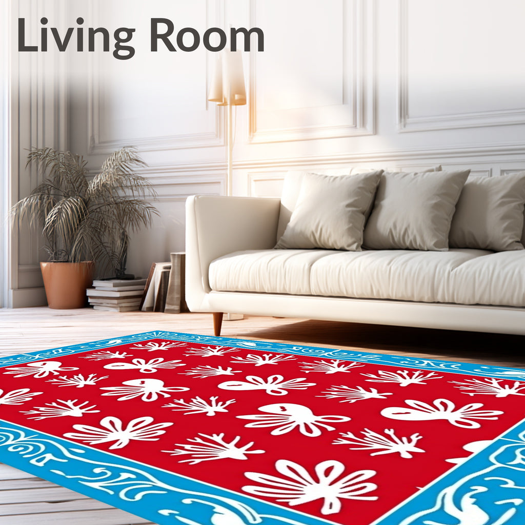 Crimson Coral Bordered Repeat Rug