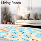 Sky Blue Leaf Coral Charm Rug