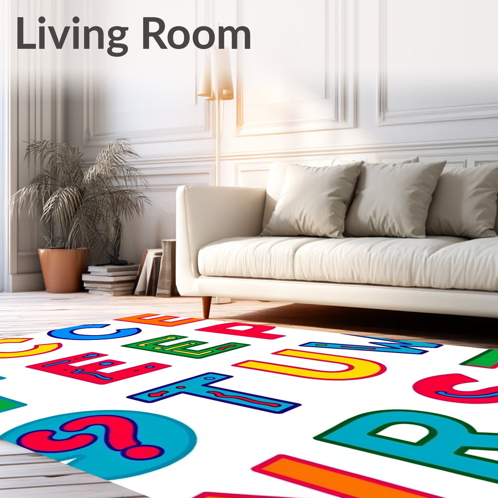 Colorful Alphabet Question Mark Rug