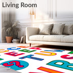 Colorful Alphabet Question Mark Rug