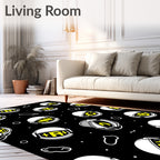 Black White Yellow Astronaut Helmet Collage Rug