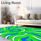 Vibrant Blue and Green Swirls Rug