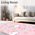 Pink Rainbow and Star Cloud Carousel Rug