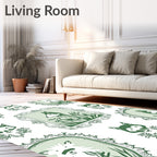 Whimsical Fox Floral Oval Frame Rug