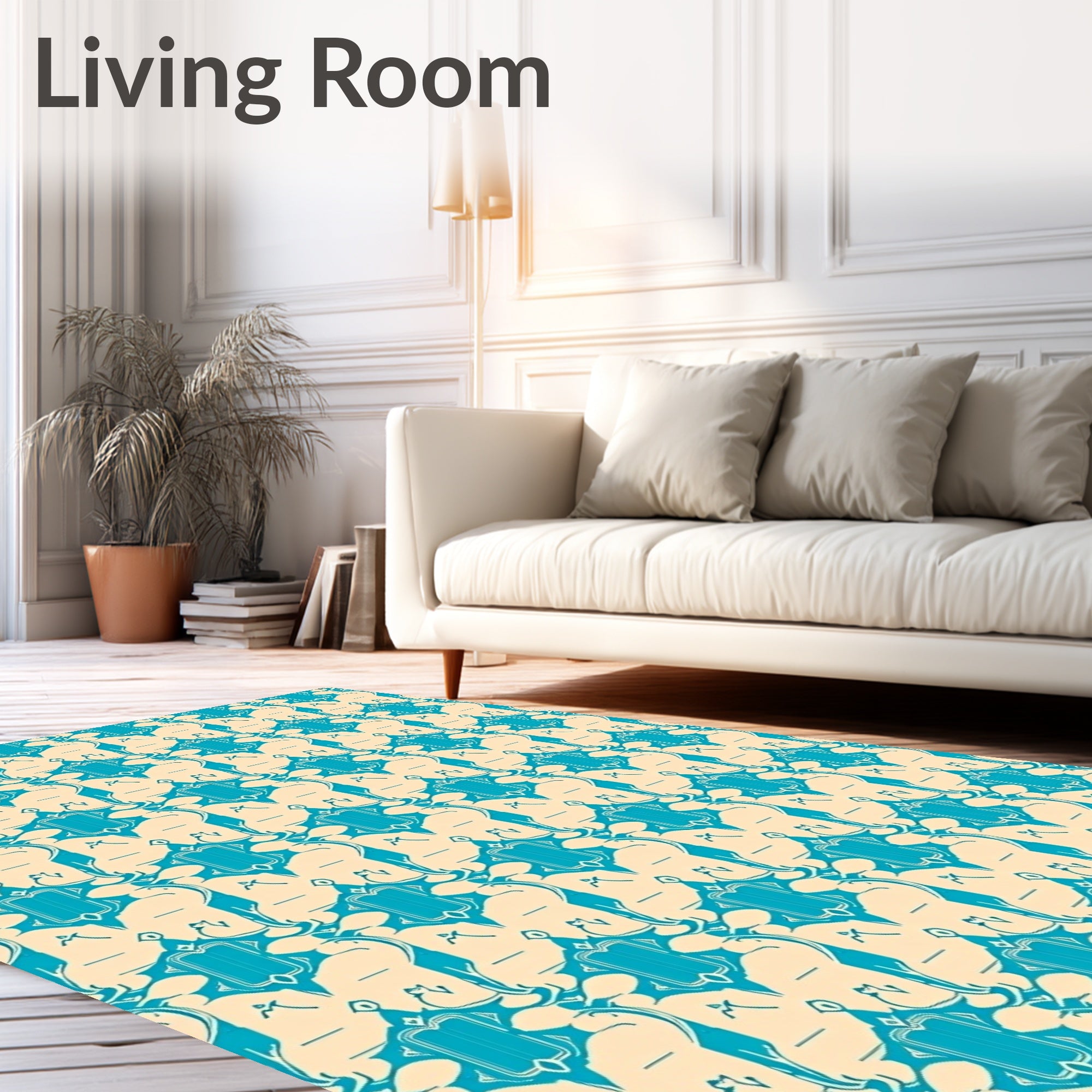 Turquoise Geometric Arabesque Medallion Rug