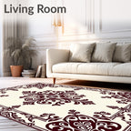 Rich Burgundy Floral Scrollwork Centerpiece Rug