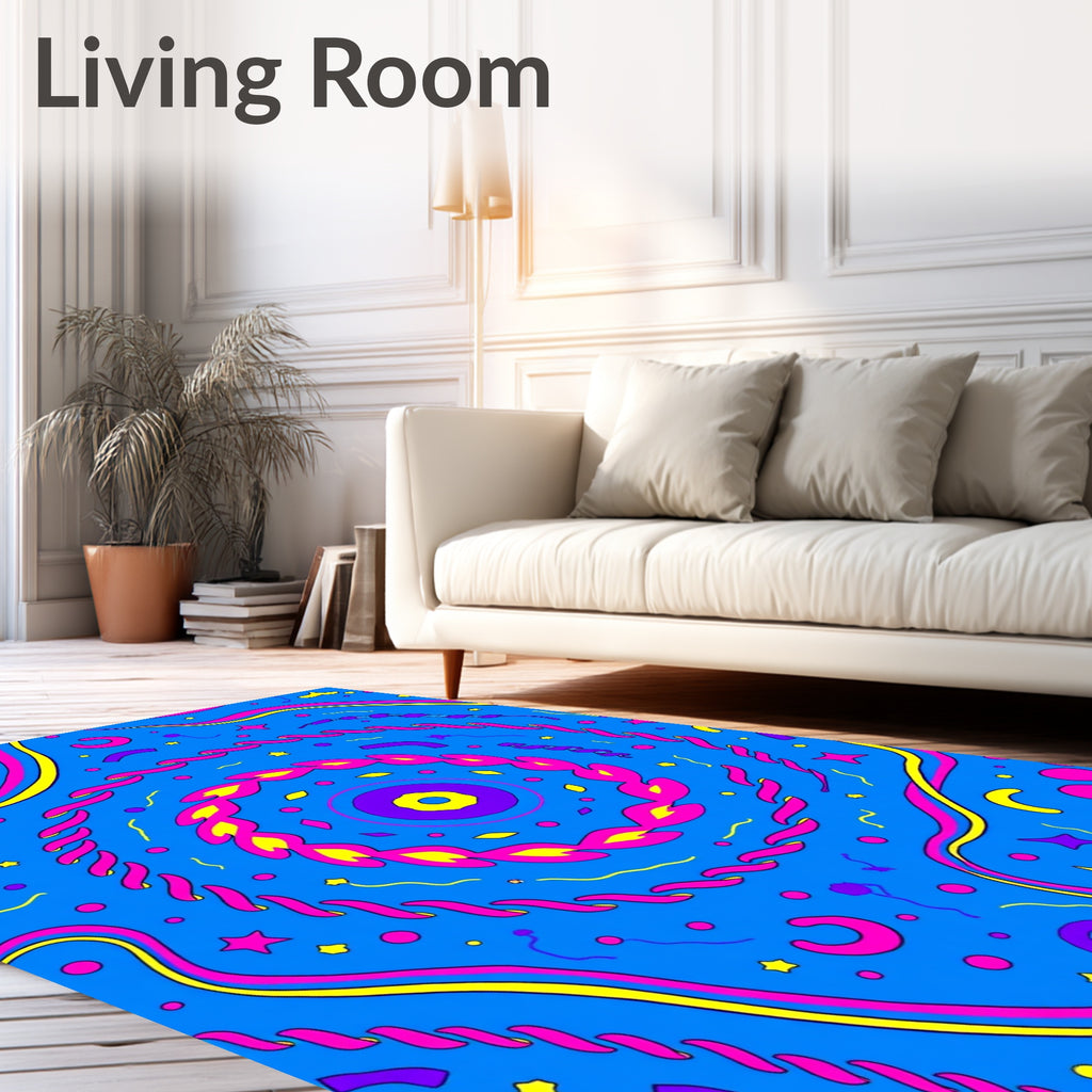 Vibrant Blue Swirl Celebration Rug