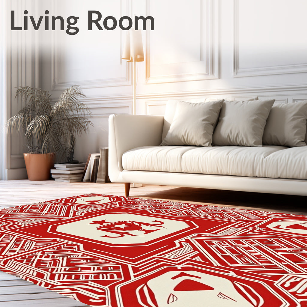 Crimson Trophy Starburst Geometric Rug