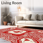 Crimson Trophy Starburst Geometric Rug