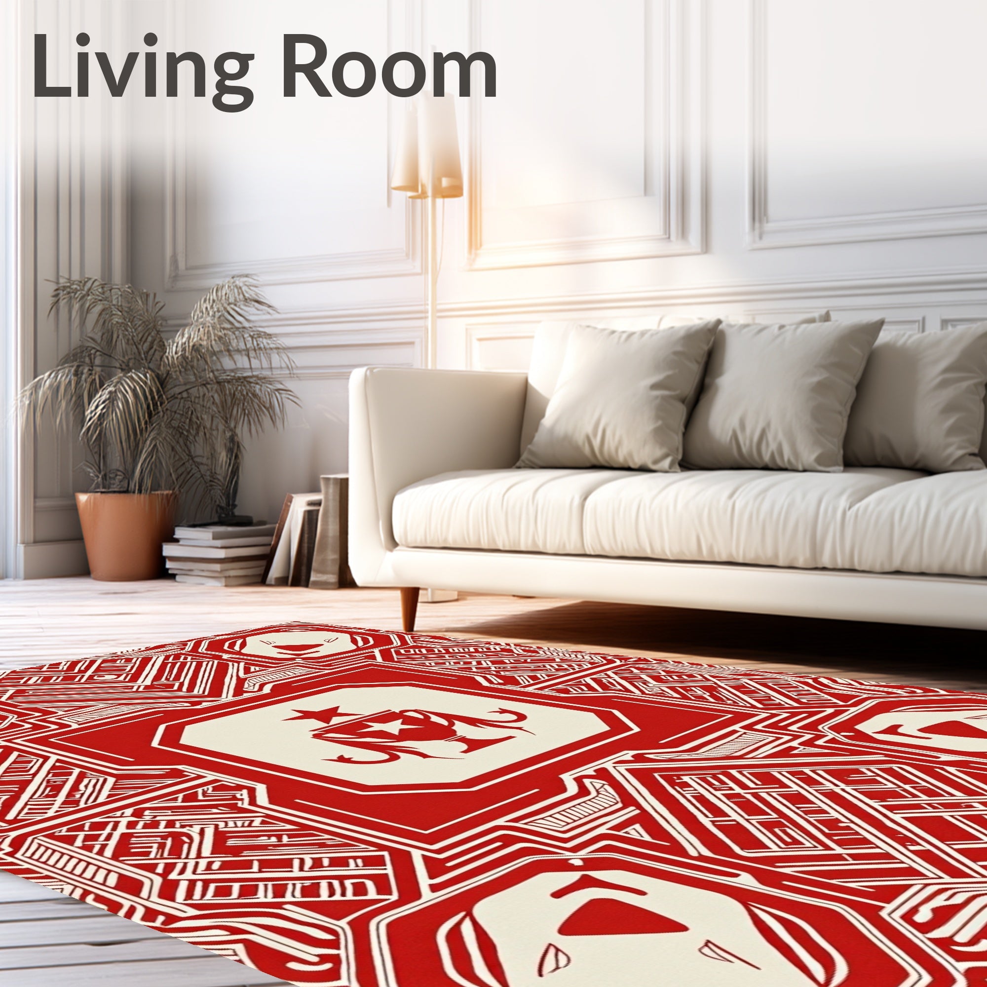 Crimson Trophy Starburst Geometric Rug