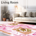 Pastel Pink Abstract Floral Swirl Rug