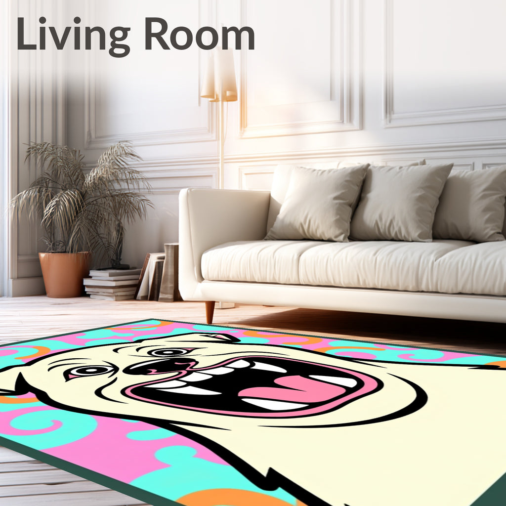 Whimsical Dog Face With Swirls Rug