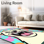 Whimsical Dog Face With Swirls Rug