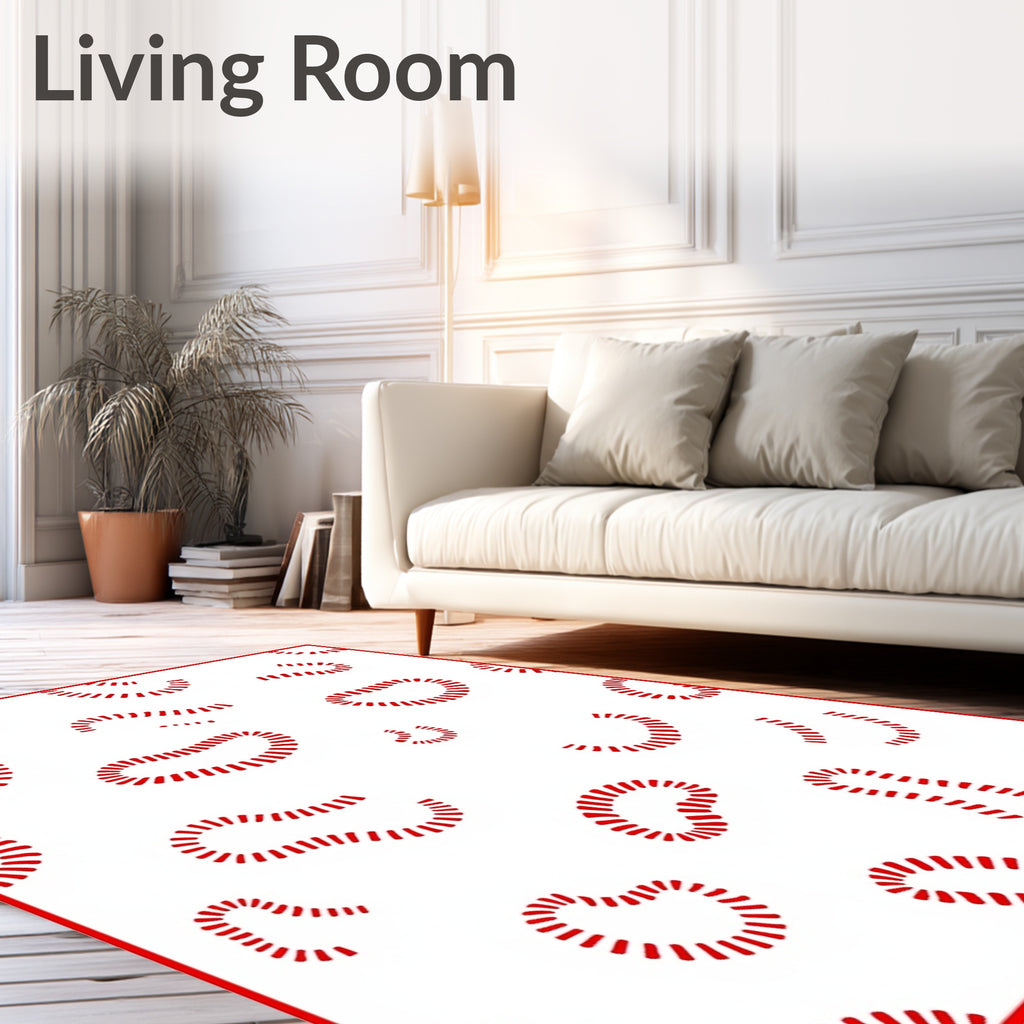 Curving Red Dash Organic Shapes Rug