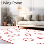 Curving Red Dash Organic Shapes Rug